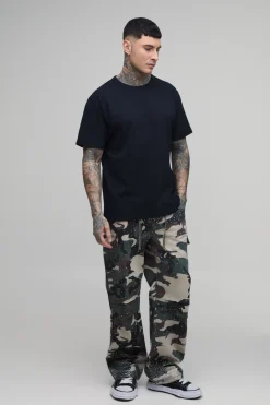 boohooMAN Pantalon Cargo Décontracté Avec Strass Pour Homme Grande Taille<Homme Pantalons Tall|Tout Afficher