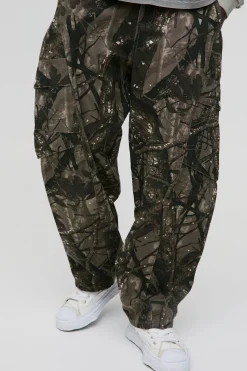 boohooMAN Pantalon Cargo Camouflage Forest Balloon<Homme Pantalons Cargo