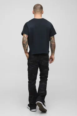 Pantalon Cargo Camouflage Slim Flare à Gousset