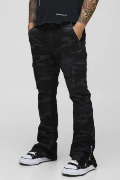 Pantalon Cargo Camouflage Slim Flare à Gousset