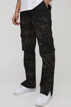 Pantalon Cargo Camouflage Slim Flare Ripstop