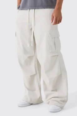 Pantalon cargo à coupe baggy extrême en écru