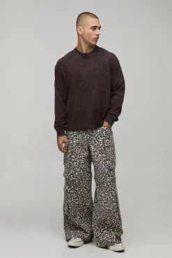 Pantalon Cargo Coupe Baggy Imprimé Léopard Avec Zip Détachable