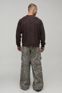 Pantalon Cargo Coupe Baggy Imprimé Léopard Avec Zip Détachable