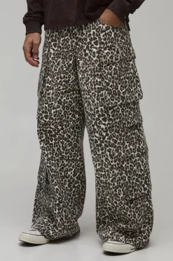 Pantalon Cargo Coupe Baggy Imprimé Léopard Avec Zip Détachable