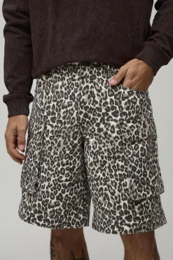 Pantalon Cargo Coupe Baggy Imprimé Léopard Avec Zip Détachable
