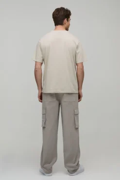 Pantalon Cargo Coupe Décontractée À Taille Élastique