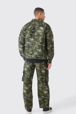 Pantalon Cargo Décontracté en Camouflage Texturé