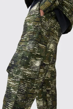 Pantalon Cargo Décontracté en Camouflage Texturé