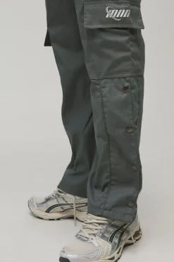Pantalon Cargo Droit À Ourlet À Boutons-pression En Ripstop Avec Logo
