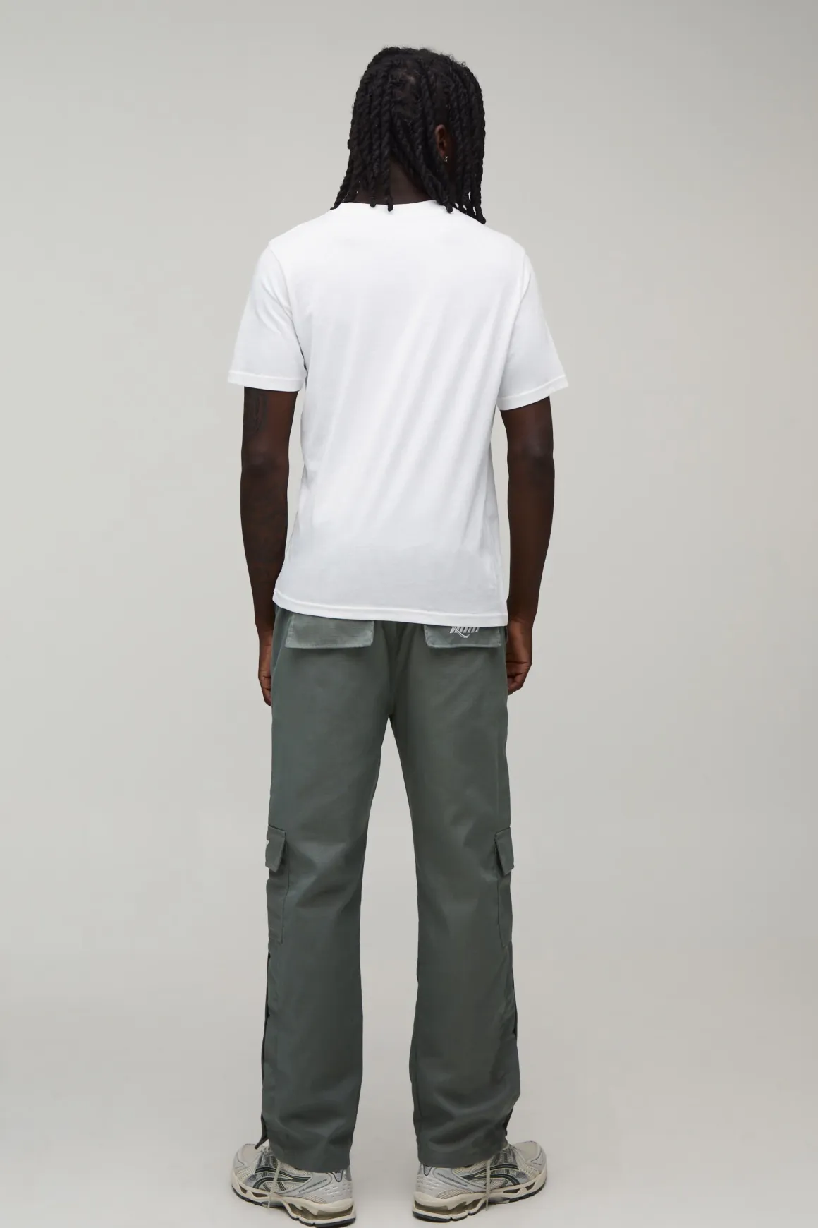 Pantalon Cargo Droit À Ourlet À Boutons-pression En Ripstop Avec Logo