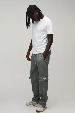 Pantalon Cargo Droit À Ourlet À Boutons-pression En Ripstop Avec Logo