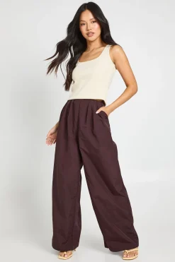 Pantalon Cargo En Nylon Avec Détails Plissés Petite
