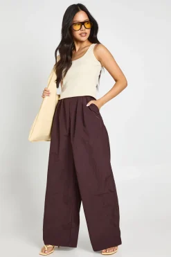 Pantalon Cargo En Nylon Avec Détails Plissés Petite