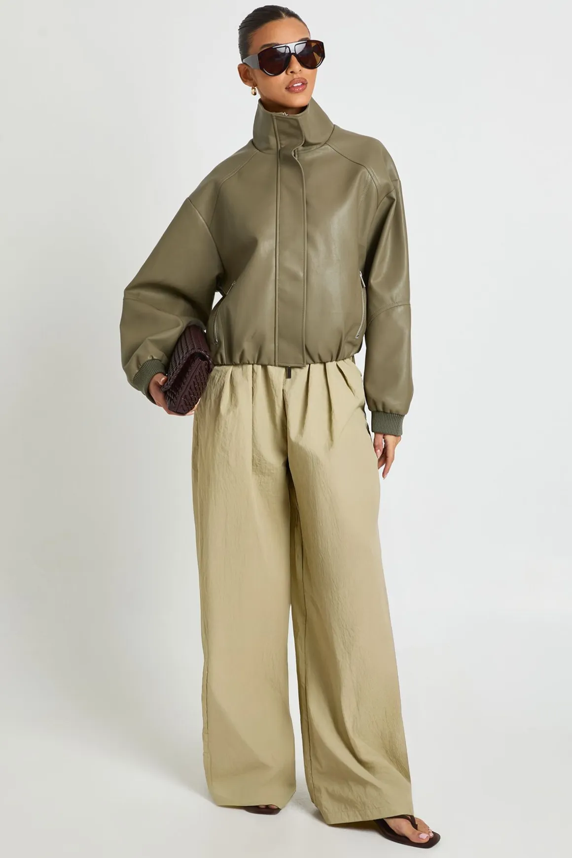 Pantalon Cargo En Nylon Avec Détail Plissé