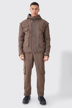 Pantalon cargo en nylon lavé à taille fixe
