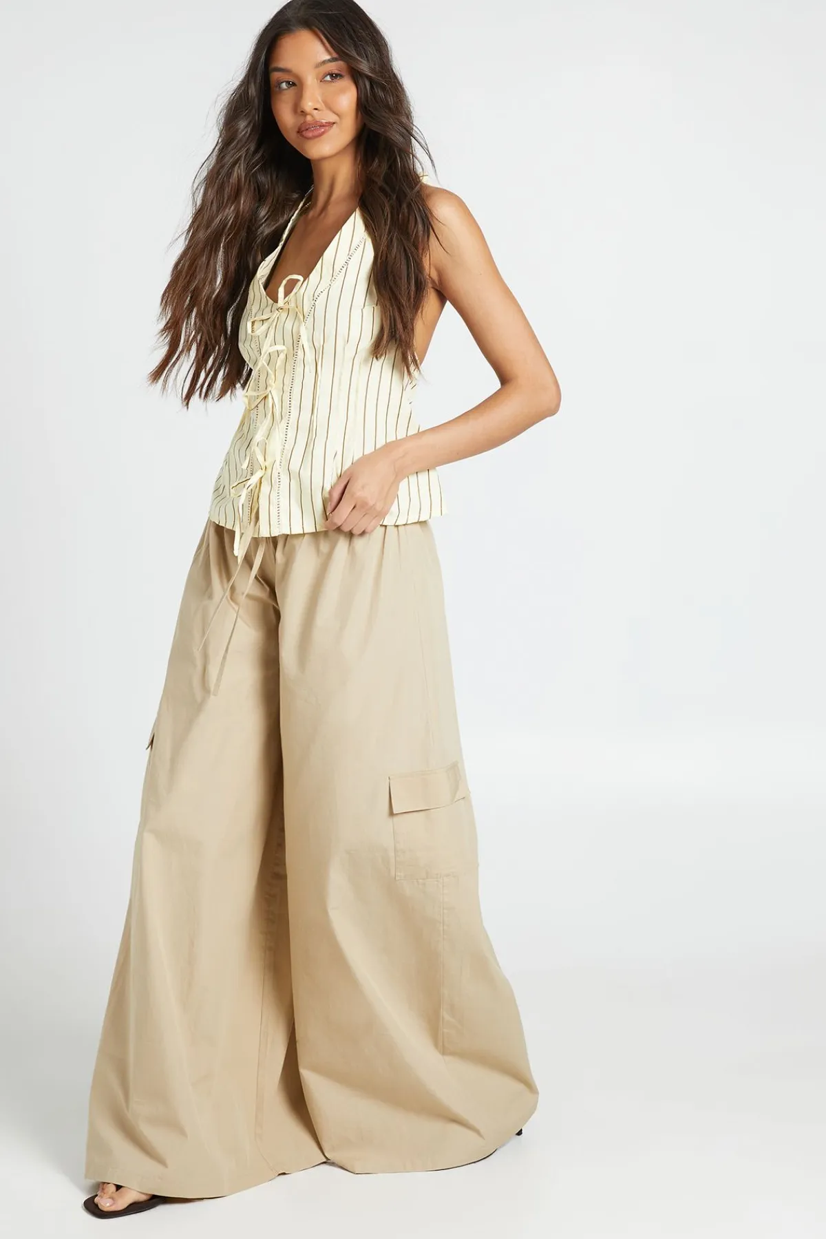 boohoo Pantalon Cargo En Popeline De Coton<Femme Pantalons