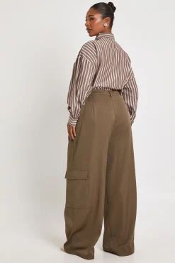 Pantalon Cargo En Sergé De Coton Grande Taille