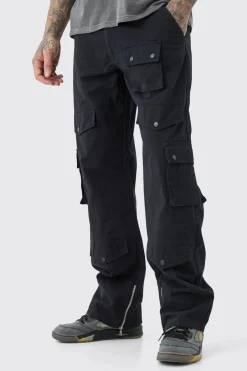 Pantalon cargo en sergé pour hommes grands, coupe décontractée