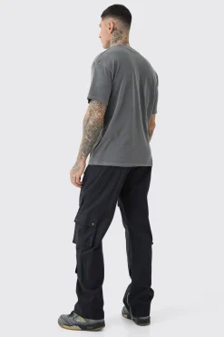 Pantalon cargo en sergé pour hommes grands, coupe décontractée