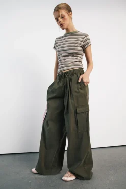 Pantalon Cargo En Sergé À Taille Élastique