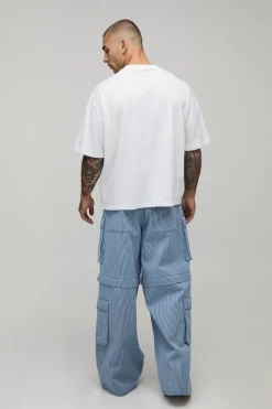 Pantalon Cargo À Fines Rayures Coupe Ample Avec Jambes Amovibles
