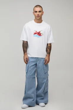 Pantalon Cargo À Fines Rayures Coupe Ample Avec Jambes Amovibles