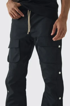 Pantalon cargo fuselé à taille élastiquée et jambes empilées