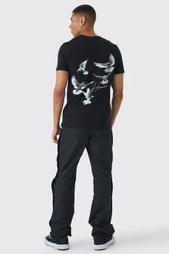 Pantalon cargo fuselé à taille élastiquée et jambes empilées