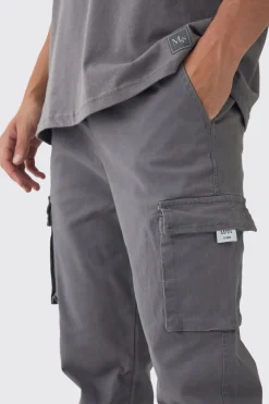 boohooMAN Pantalon Cargo Fuselé à Taille Élastique avec Revers<Homme Pantalons Cargo