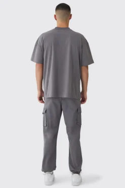 boohooMAN Pantalon Cargo Fuselé à Taille Élastique avec Revers<Homme Pantalons Cargo