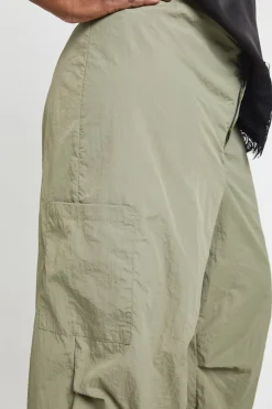 Pantalon Cargo Grande Taille en Nylon avec Ourlet Élastique