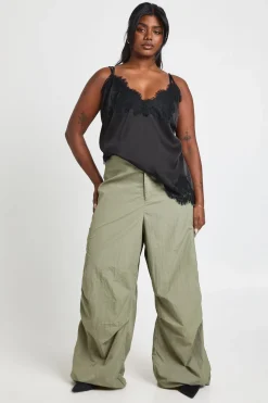 Pantalon Cargo Grande Taille en Nylon avec Ourlet Élastique