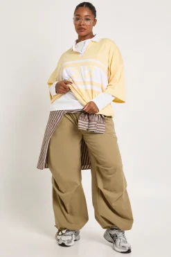 boohoo Pantalon Cargo Grande Taille en Nylon avec Ceinture à Nouer<Femme Pantalons