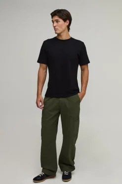 Pantalon Cargo À Jambe Droite Avec Poches Passepoilées
