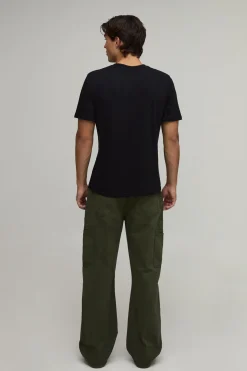 Pantalon Cargo À Jambe Droite Avec Poches Passepoilées