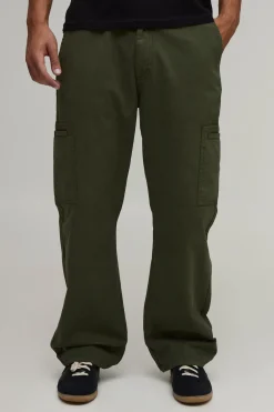 Pantalon Cargo À Jambe Droite Avec Poches Passepoilées