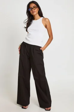Pantalon Cargo Large En Popeline