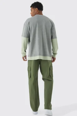boohooMAN Pantalon cargo large à taille fixe<Homme Pantalons Cargo