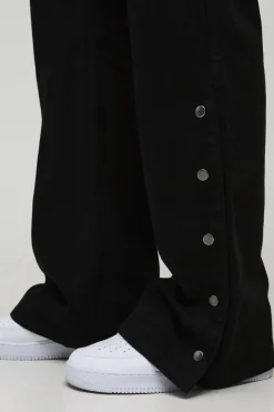 Pantalon cargo long, décontracté, évasé, overdye et ourlet à boutons