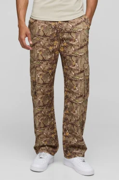 boohooMAN Pantalon Cargo à motif forêt coupe décontractée<Homme Pantalons Cargo