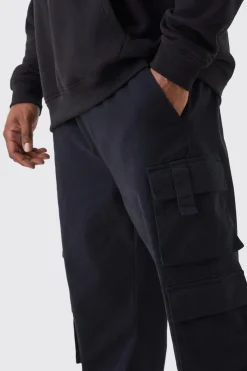 boohooMAN Pantalon cargo multi-poches grande taille, coupe slim avec revers<Homme Tout Afficher|Pantalons Grande Taille