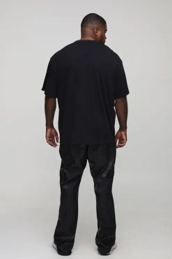boohooMAN Pantalon cargo multi-poches évasé à look cuir Plus<Homme Tout Afficher|Pantalons Grande Taille