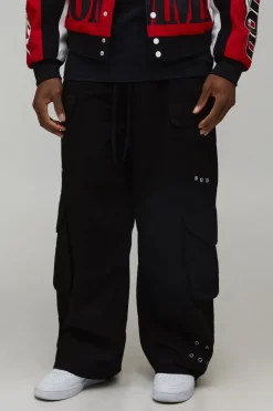 Pantalon Cargo À Poches Multiples Coupe Ample Évasée Avec Taille Élastiquée