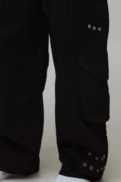Pantalon Cargo À Poches Multiples Coupe Ample Évasée Avec Taille Élastiquée