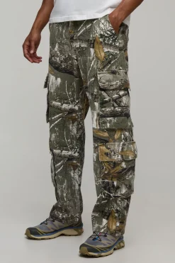 boohooMAN Pantalon cargo à poches multiples au camouflage forêt décontracté<Homme Tout Afficher|Pantalons Grande Taille