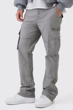 Pantalon cargo slim flare zippé surteint
