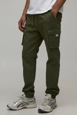 boohooMAN Pantalon cargo slim à taille élastiquée<Homme Pantalons Cargo