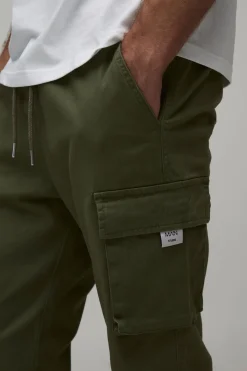 boohooMAN Pantalon cargo slim à taille élastiquée<Homme Pantalons Cargo