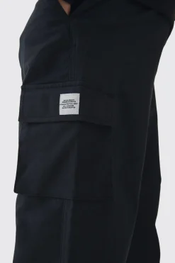 Pantalon cargo à taille fixe, coupe décontractée, avec languette tissée